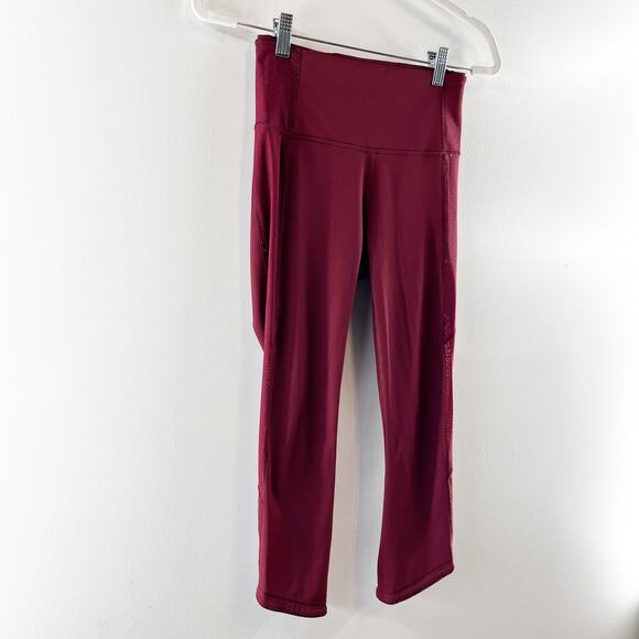 Lululemon Wunder Under Body Con Crop Leggings Deep Rouge Burgundy Red 6 - Picture 7 of 9
